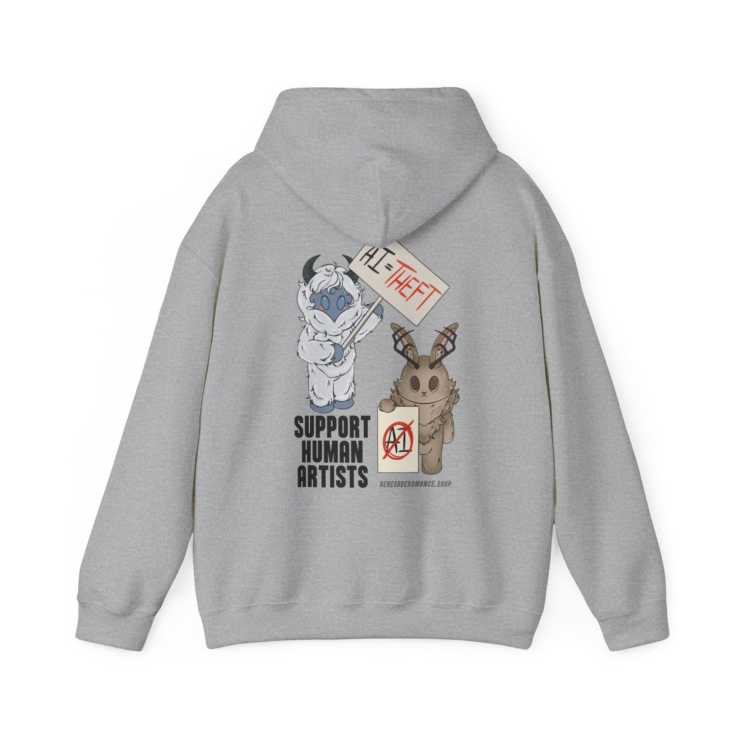 Mothy Says: Support Human Artists! [Hooded Sweatshirt]
