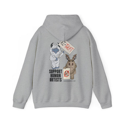 Mothy Says: Support Human Artists! [Hooded Sweatshirt]