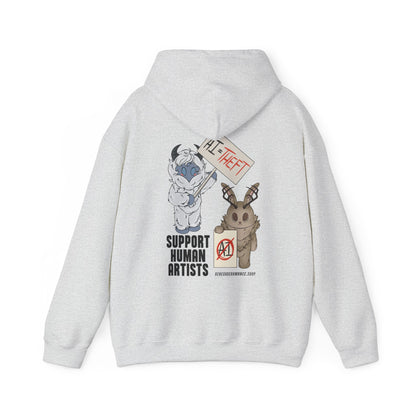 Mothy Says: Support Human Artists! [Hooded Sweatshirt]