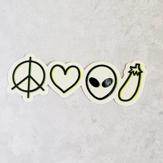 ✌🏻💜👽🍆 —Sticker